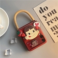 Handmade Cute Japanese Milk Chica Rojo Fresa Love 3D with Anillo Teléfono Case for Samsung Galaxy Z Flip 3 Cosplay (5G)