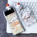 Handmade Cute Cartoon Japanese Hund Animals 3D Clear Transparent Telefon Case for Samsung Galaxy Z Flip und Z Flip 3 und Z Flip 4 Cosplay (5G)