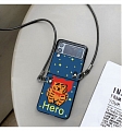 Handmade Cute Cartoon Hero Tiger Animals Blu 3D with String Telefono Case for Samsung Galaxy Z Flip e Z Flip 3 Cosplay (5G)