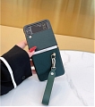 Handmade Cute Elegante Simple Classico Plain Korean scuro Verde Nero with Strap Telefono Case for Samsung Galaxy Z Flip 3 Cosplay (5G)