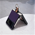 Handmade Cute Classic Elegant Korean Simple Plain Dark Purple with Ring Phone Case for Samsung Galaxy Z Flip 3 (5G)