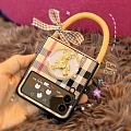 Handmade Cute Cartoon Lovely Korean or Ours Classique Grids Patterns 3D with Ribbon with Handle Téléphone Case for Samsung Galaxy Z Flip 3 Cosplay (5G)