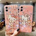 Handmade Cute Cartoon Japanese Glitters Kitty Cat 3D 담홍색 Animals 전화 Case for iPhone 78 Plus se2 X Xs XR XsMax 11 12 13 mini Pro Max 코스프레