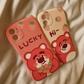 Handmade Cute Cartoon Rosado Oso Lucky Hola Lotso Animals with Ears 3D Teléfono Case for iPhone 78 Plus se2 X Xs XR XsMax 11 12 13 mini Pro Max Cosplay