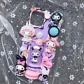 Handmade Cute Cartoon Japanese Evil Cat with Friends Purple Black Pink 3D Animals Snacks Food Phone Case for iPhone 78 Plus se2 X Xs XR XsMax 11 12 13 mini Pro Max