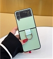 Handmade Cute Elegant Simple Plain Korean Soft Green with Ring Phone Case for Samsung Galaxy Z Flip 3 (5G)