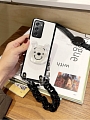 Handmade Cute Cartoon Winnie 3D Clear Bear Animals Holder White with Black Chain Phone Case for Samsung Galaxy Fold 3 (5G) and Z Fold 2 and Z Fold