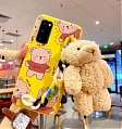 Handmade Cute Cartoon Japanese Plush Brown Bear 3D Animals Yellow with Chain Phone Case for Samsung Galaxy S 6 7 8 9 10 20 21 Plus Ultra and Note 8 9 10 20 Plus Ultra and A Series