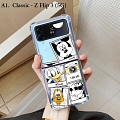 Handmade Cute Cartoon Mouse Animals with Pearl Chains Clear Colorful Phone Case for Samsung Galaxy Z Flip and Z Flip 3 and Z Flip 4 (5G)