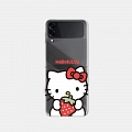 Handmade Cute Cartoon Japanese White Cat Animals Clear Hard Phone Case for Samsung Galaxy Z Flip and Z Flip 3 (5G)