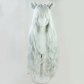 Arknights Роса Парик (Long, Curly, Silver, with Ears, 2nd)