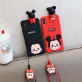 Cartoon Schwarz Rot Mouse 3D Animals with Chain Telefon Case for Samsung Galaxy S 6 7 8 9 10 20 21 22 23 24 Plus Ultra und Note 8 9 10 20 Plus Ultra und A Series Cosplay