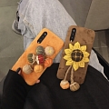 Sunflower Pumpkins 3D Plants Brown Orange Plush Phone Case for Samsung Galaxy S 6 7 8 9 10 20 21 22 23 24 Plus Ultra and Note 8 9 10 20 Plus Ultra and A Series