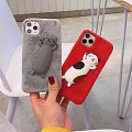 Cat 3D Animals Grey Red Plush Phone Case for Samsung Galaxy S 6 7 8 9 10 20 21 22 23 24 Plus Ultra and Note 8 9 10 20 Plus Ultra and A Series