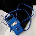 Korean Bär 3D Animals with String Blau Telefon Case for Samsung Galaxy Z Flip 3 Cosplay (5G)