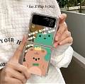 King Bear Animals シルバー Mirror 電話番号 Case for Samsung Galaxy Z Flip と Z Flip 3 コスプレ (5G)