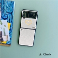 Blanco Azul Glitters Lovers Corazón Teléfono Case for Samsung Galaxy Z Flip 3 Cosplay (5G)
