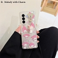 Rosa Coniglio Bunny 3D Animals Charm Clear Telefono Case for Samsung Galaxy Z Fold 3 4 5 Cosplay