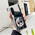 Mouse with 3D Animals Holder Argent Mirror Téléphone Case for Samsung Galaxy Z Fold 2 et Z Fold 3 Cosplay (5G)