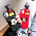 Mouse 3D Animals Holder with Chain Noir Rouge Téléphone Case for Samsung S 10 11 20 Plus Ultra et A Series Cosplay