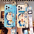 Japanese Katze Glitters Animals with Gürtel Strap Blau Weiß Telefon Case for iPhone 11 12 13 Pro Max Cosplay