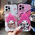 Japanese Rabbit 3D Animals Holder White Pink Phone Case for iPhone 78 Plus se2 X Xs XR XsMax 11 12 mini Pro Max