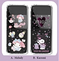 Japanese Rose Lapin Noir Chat Animals Clear Téléphone Case for Samsung Galaxy Z Flip et Z Flip 3 Cosplay (5G)