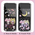 Japanese Rabbit Animals Moon Girls Clear Phone Case for Samsung Galaxy Z Flip and Z Flip 3 (5G)
