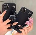 French Bouledogue 3D Rose Noir Animals with Chain Téléphone Case for iPhone 78 Plus X Xs XR XsMax 11 12 mini Pro Max Cosplay