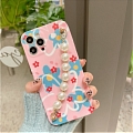 bleu Flowers Plant with Pearl Chain Rose Téléphone Case for iPhone 78 Plus se2 X Xs XR XsMax 11 12 mini Pro Max Cosplay