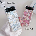 Japanese White Dog Pink Cat Animals Clear Phone Case for Samsung Galaxy Z Flip 4 and Z Flip 3 (5G)