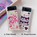 Japanese Pink Rabbit Purple Evil Cat Animals Clear Phone Case for Samsung Galaxy Z Flip 3 4