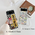 Boy y Blanco Perro with 3D Animals Charm Chain Clear Teléfono Case for Samsung Galaxy Z Flip 3 y 4 Cosplay (5G)