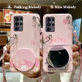 Japanese Rosa Rabbit 3D Animals Mirror with Strap Rosa Telefone Case for Samsung Galaxy S 20 21 22 Plus Ultra e Note 10 20 Plus Cosplay