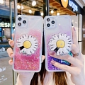 Daisy 3D Glitters Flowers Pink Purple Clear Phone Case for Samsung Galaxy S 8 9 10 20 Plus Ultra and Note 8 9 10 Plus and A M