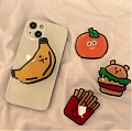 Hamburger French Fries Banana Orange 3D Foods Holder White Phone Case for iPhone 78 Plus X Xs XR XsMax 11 12 13 Pro Max