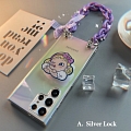 Korean 3D Girl Holder with Chain Colorful Phone Case for Samsung Galaxy S 22 Plus Ultra