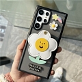 Korean 3D Glücklich Emoji Flowers Schwarz Weiß Clear Telefon Case for Samsung Galaxy S 22 Plus Ultra Cosplay