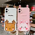 White Deer Pink Rabbit Bunny 3D Animals Ears Phone Case for Samsung Galaxy S 8 9 10 20 21 22 30 Plus and Note 8 9 10 20 Plus Lite and A M Series