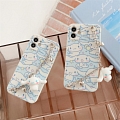Japanese White Dog 3D Animals Chain Blue Phone Case for iPhone 678 Plus se2 X Xs XR XsMax 11 12 Pro Max