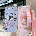 Japanese Dog Rabbit Cat Pink Purple with Belt Lanyard Phone Case for iPhone 678 s Plus se2 X Xs XR XsMax 11 12 13 mini Pro Max