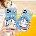 Japanese Robot Cat with 3D Animals Ears Blue Phone Case for iPhone 7 8 Plus se2 X Xs XR XsMax 11 12 Pro Max