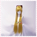 Sailor Moon Minako Aino Peruca (Long, Straight, Golden Yellow, includes Ribbon)