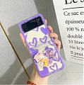 Bear Purple Lovers 3D Heart Holder with Hinge Protect Phone Case for Samsung Galaxy Z Flip 3 and Z Flip 4 (5G)