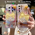 Japanese девушка 3D Glitters Holder розовый with Chain Телефон Case for iPhone 7 8 se2 Plus X Xs XR XsMax 11 12 mini 13 Pro Max Косплей