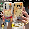 miele Orso 3D Animals Glitters Holder Bianco Giallo Telefono Case for iPhone 7 8 Plus X Xs XR XsMax 11 12 13 Pro Max Cosplay