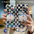 Japanese Blau Katze 3D Animals Glitters Holder Weiß Grids Telefon Case for iPhone 7 8 Plus X Xs XR XsMax 11 12 13 Pro Max Cosplay