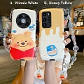 Honey Bear Animals White Yellow with Chain Phone Case for iPhone 7 8 se2 Plus X Xs XR XsMax 11 12 13 Pro Max