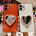 Elegant Glitters Heart Mirror White Blue Green Black Red Phone Case for iPhone 6 s 7 8 Plus se2 X Xs XR XsMax 11 12 Pro Max