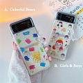 Colorful Bears Animals Girls Boys with Chain Clear Phone Case for Samsung Galaxy Z Flip 3 and 4 (5G)